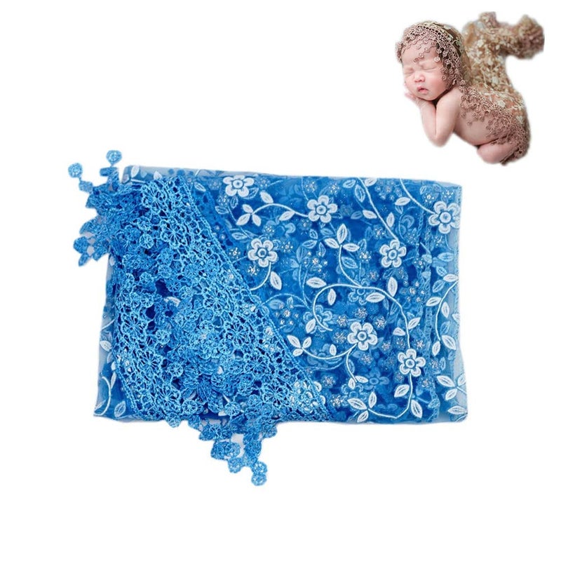 Vemonllas Luxury Newborn Boy Girl Baby Photography Props Wrap Lace Yarn Cloth Blanket (Beige) - Image 1